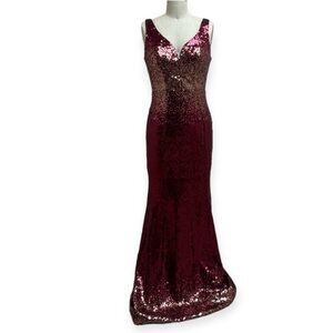 Crystal Doll Gradient Holiday Sequin Floor Length Dress size 9